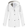 thumbnail image 1 of Aqestyerly Women Raincoat Windproof Hooded Jacket Outdoor Solid Color Lightweight Rain Jacket With Pockets HWRETIE, 1 of 5