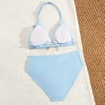 thumbnail image 4 of gdxvjhbj Girls Bikini Little Girls Two-piece Swimsuit Solid Color Ruffle Vest Beach Kids Split Bikini Size 8-9 (Blue,8-9 Years), 4 of 7