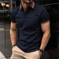 thumbnail image 1 of Lolmot Chemise de Sport à Rayures pour Homme, Col Rabattu à Boutons, Manches Courtes, 1 of 6
