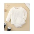 thumbnail image 2 of Kmbangi Baby Cotton Romper Long Sleeve Crew Neck Solid Color Pocket Bodysuit, 2 of 9