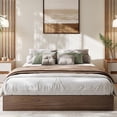 thumbnail image 5 of Modern Floor-Standing Platform Bed Frame, Wooden Bed Frame Without Headboard, Solid Wood Slat Foundation, No Box Spring Needed, Easy Assembly, for Bedroom, Dorm, Small Spaces, 5 of 5