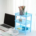 thumbnail image 4 of Square Storage Rack Detachable 3-layers Holder Kitchen Bathroom Rack (Blue), 4 of 7