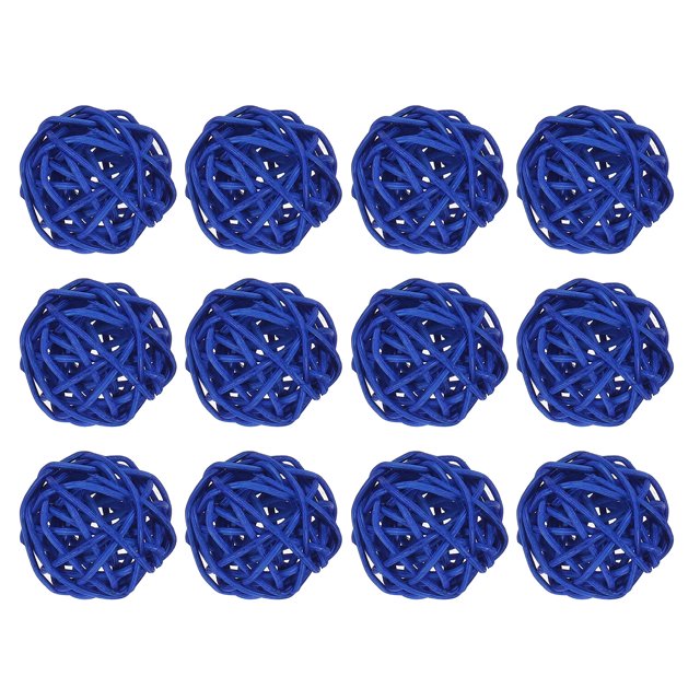 Unique Bargains 12 Pcs Wicker Rattan Balls Decorative Balls 1.2Inch for Vase Fillers ,Wedding ,Party ,Dark Blue