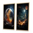 thumbnail image 3 of Designart "Celestial Worlds II" Galaxies Framed Wall Art Set Of 2 - Teal Fantasy Gallery Wall Frame Set For Home Decor, 3 of 6