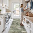 thumbnail image 4 of Washable 3x10 Kitchen Runner Rug - Indoor Modern Abstract Hallway Carpet with Non Slip Backing Soft Low Pile Rugs for Bedroom Entryway Indoor Home Decor Floor Mat for Bathroom Laundry 3x10 Green, 4 of 8