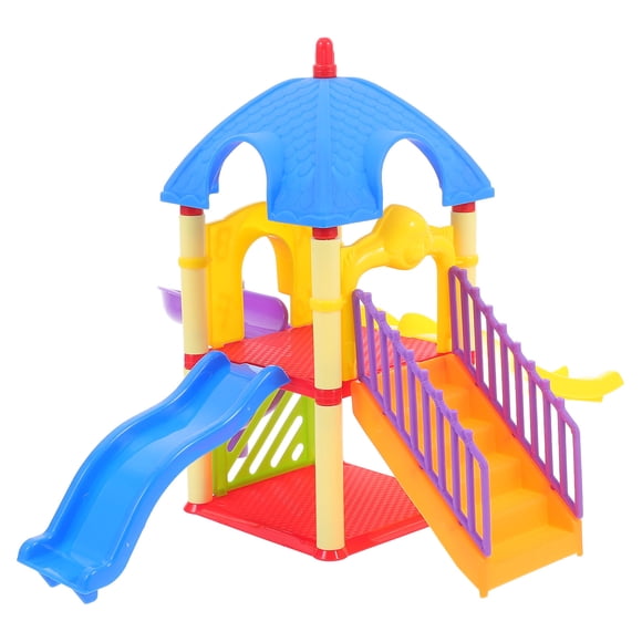 Milisten Small Children Playground Building Model DIY Kids Playground Model Slide Model