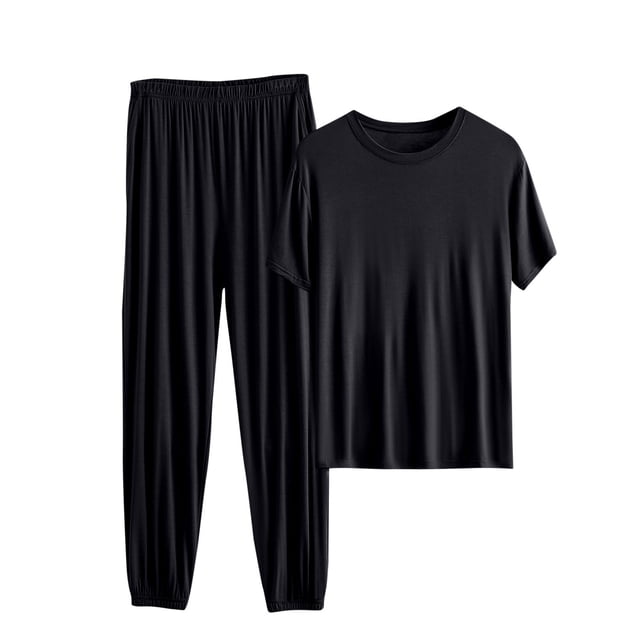 Timegard Ensembles de Pyjamas pour Femmes Grande Taille T-Shirt Ample à Manches Courtes Pantalon à Bas Resserré Tenues de Pjs Confortables Vêtements d'Intérieur