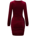thumbnail image 4 of Womens Twist Knot Cutout Bodycon Dress V Neck Casual Ruched Bodycon Dress, 4 of 8