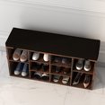 thumbnail image 4 of Shoe Storage Bench, 10 Cubbies Shoe Bench with Cushion and Side Pocket, 41 Inch Entryway Shoe Organizer, Cubby Shoe Rack with Adjustable Shelves for Entryway Hallway, Rustic Brown, 4 of 7