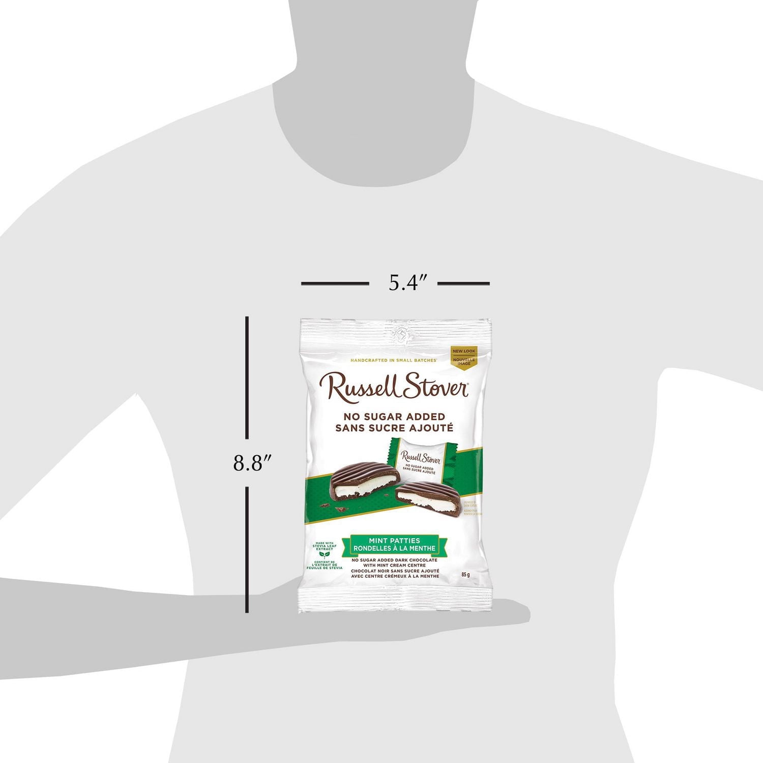 Rondelle à la menthe et au chocolat noir sans sucre ajouté de Russell Stover – Sachet (85 g)