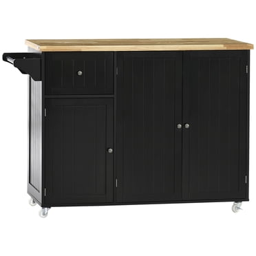 HOMCOM Kitchen Island on Wheels Rolling Utility Serving Cart with Drawer