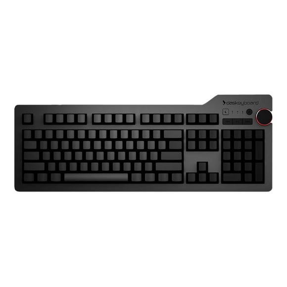 Das Keyboard 4 Ultimate Blank Wired Mechanical Keyboard, Cherry MX Blue Mechanical Switches, 2-Port USB 3.0 Hub, Volume Knob, Aluminum Top (104 Keys, Black)