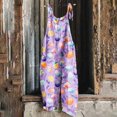 thumbnail image 2 of QATAINLAV Womens Loose Fit Wide Leg Overalls with Pockets Cotton Linen Sleeveless Spaghetti Strap Baggy Romper Easter Rabbit Egg Graphic Jumpsuits Multicolor S Holiday Sales, 2 of 6