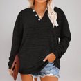thumbnail image 2 of HKEJIAOI Plus Size Tops for Women Button Henley Shirt Black V-Neck Long Sleeve Tee Basic Ladies Loose Fit Tunic XL, 2 of 6