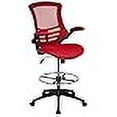 thumbnail image 3 of EMMA + OLIVER Mid-Back Red Mesh Ergonomic Drafting Chair with Foot Ring and Flip-Up Arms, 3 of 4