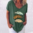 thumbnail image 2 of Pompotops Femmes Mode Casual Chemises Manches Courtes Tee Tops Chemisier, 2 of 4