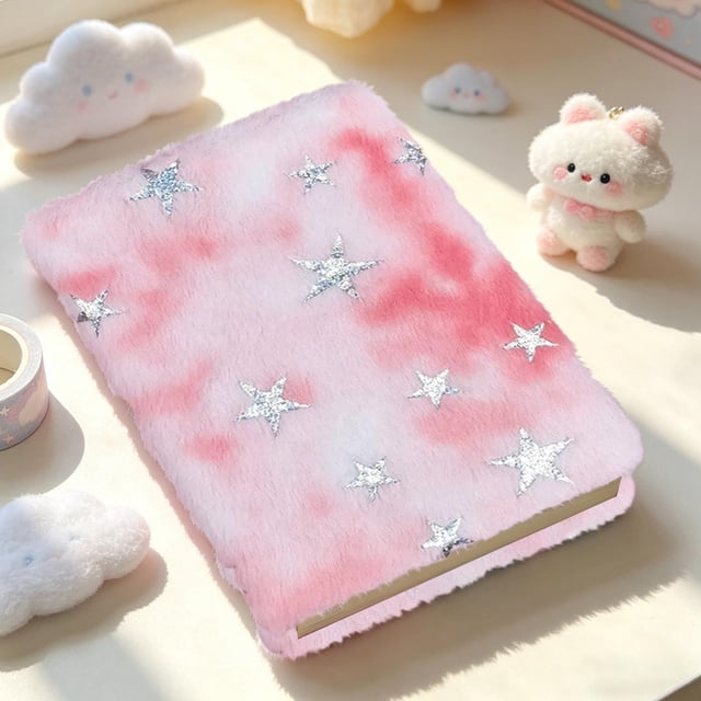 EGNMCR Tools&Home Improvement Plushes Cover Notebook Fabric Notebook Student Diary For The Start Of School Season Cute Furry Fabric Student Notebook Paper notebook
