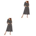 thumbnail image 1 of yingyy 1/2/3 Polyester Robe de Nuit pour Femmes Décontractée de Remplacement Col Rond Manches Longues Double Poche Respirante Peignoir de Maison Vêtement de Nuit Noir m 2 Pcs, 1 of 6