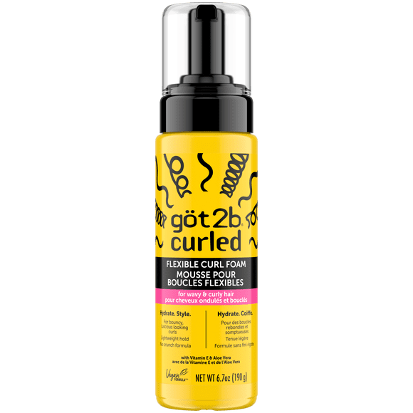 Got2b Curled Flexible Curl Foam, 190g, for type 2-3 Curls, Wavy & Curly Hair, for Bouncy Curls, Lightweight Hold, no Crunch Formula