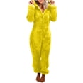 thumbnail image 2 of LSLJS Combinaison Pyjama à Capuche à Manches Longues pour Femmes, Décontractée, Chaude pour l'Hiver, Tenue de Nuit, 2 of 6
