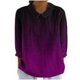 thumbnail image 2 of RXIRUCGD Haut Décontracté Rétro pour Femme à Imprimé, Manches 3/4, Haut/chemise à Manches en V, Violet, Taille : M, 2 of 5