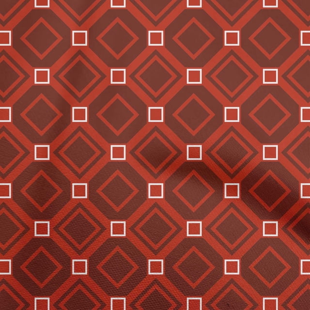 oneOone Cotton Flex Red Fabric Geometric Craft Projects Decor Fabric Printed By The Yard 40 Inch Wide