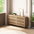thumbnail image 4 of Commode en Rotin pour Chambre avec 6 Tiroirs, 59,06 Po Commodes Bohèmes pour Chambre, Grande Commode, Garde-Robe, Meuble Télé Bohème pour Salon, 4 of 11