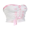 thumbnail image 2 of Bandeau Bandeau d'Été Blanc Sans Manches à Épaules Dénudées avec Nœud pour Femmes, 2 of 9