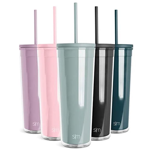 Simple Modern Plastic Tumbler with Straw and Lid | Reusable Iced Coffee Cup Smoothie Cup | Gifts for Women & Men | Classic Collection | 24oz | Sea Glass Sage
