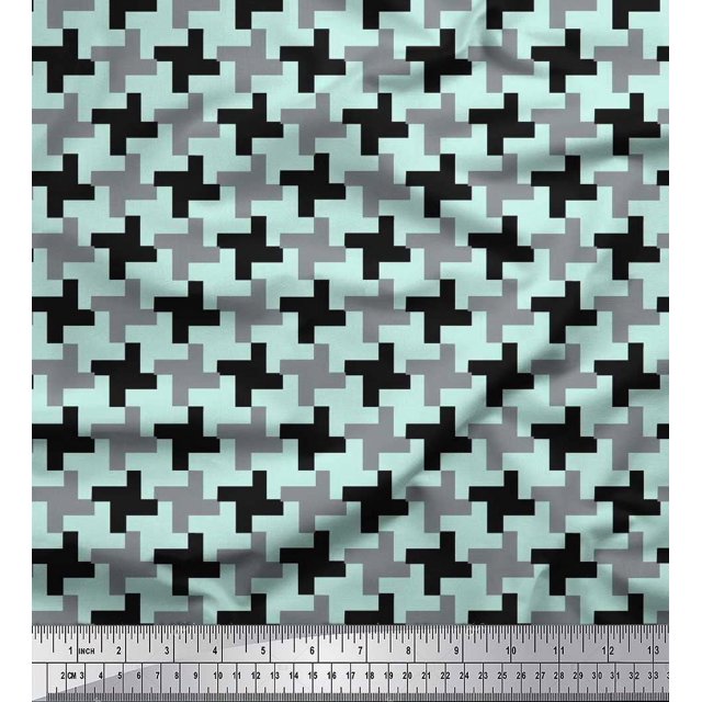 Soimoi Satin Silk Fabric Abstract Geometric Print Fabric by The Yard 42 Inch Wide