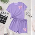 thumbnail image 3 of Robe d'Été à Manches Courtes Haut à Manches Courtes et Short Ensemble Deux Pièces pour Enfants Mignonne Détente d'Été Col Rond, 3 of 7