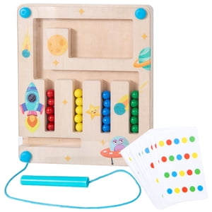Four Color Ball Game Logic Thinking Training Toy Wooden Strategy Board Game For Kids 36 Months And Up Includes 20 Game Cards Portable Educational Toy 0.66Lb