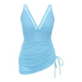 thumbnail image 4 of LUOGENLI Maillots de Bain pour Femmes Tankini avec Jupe Robe de Bain pour Femmes Maillots de Bain Paréo en Maille Transparente Paréos Maillot de Bain Bleu Clair Taille TTG, 4 of 4