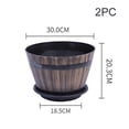 thumbnail image 1 of Imitation Wooden Barrel Flower Pot Walnut Color Thick And Durable Large Capacity Retro Planter for Home and Garden(C Three), 1 of 2