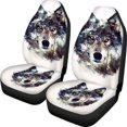 thumbnail image 1 of ORUYROP Car Seat Cover Protector Fun Wolf Pattern 2 Piece Fashion Front Cars Seats Covers Van SUV Sedan, 1 of 4