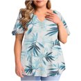 thumbnail image 1 of Birdeem Blouse Décontractée à Manches Courtes Imprimée pour Femmes, Grande Taille, à Volants, Col en V, 1 of 6