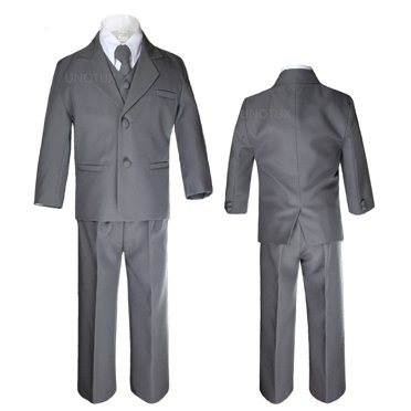 Costume de Mariage Formel pour Garçons Adolescents Gris Foncé 5 Pcs Taille : 8 10 12-20