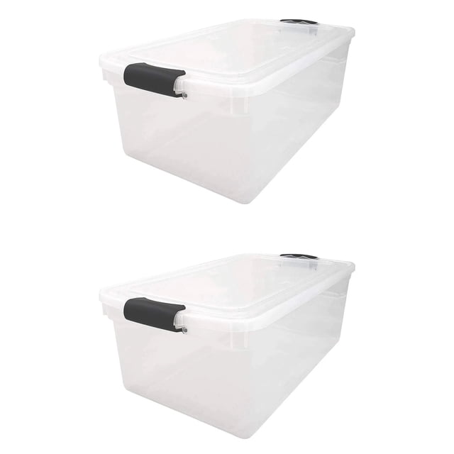 Homz Bac de Rangement et d'Organisation de 66 Qt avec Couvercles à Loquet, (Lot de 2)