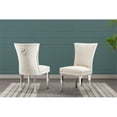 thumbnail image 2 of Set of 2 Cream Velvet Upholstered Side Chairs with Stainless Steel Legs and Ring, 2 of 2