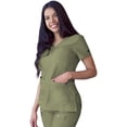 thumbnail image 2 of Adar Pro Heather Sarraus pour Femmes - Haut de Sarrau à Encolure Cœur en V - P4210H - Heather Olive - TP, 2 of 7