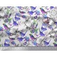 thumbnail image 2 of Soimoi Georgette Viscose Fabric Floral & Sparrow Bird Print Sewing Fabric Yard 42 Inch Wide, 2 of 3