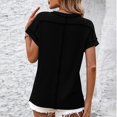 thumbnail image 4 of AherBiu Hauts d'Été pour Femmes à Manches Courtes, Rayés, Côtelés, Col Ras du Cou, Chemises Décontractées Amples, Blouse, 4 of 6