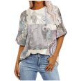 thumbnail image 1 of Pisexur Hauts pour Femmes Mode Décontractée Manches Courtes Col Rond T-Shirts Confortables Amples Imprimé Floral Blouses Printemps Été Hauts Élégants T-Shirts Imprimé Graphique Grande Taille Sorties S-5TG, 1 of 7