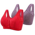 thumbnail image 1 of biudgviw Front Closure Bras for Women 2 Pc Wireless Push up Full Coverage Plus Size Bras Supportive Everyday Bralettes, 1 of 2