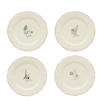 Holiday Time Maison De Noel 4 Pack Appetizer Plates with Mixed Icon