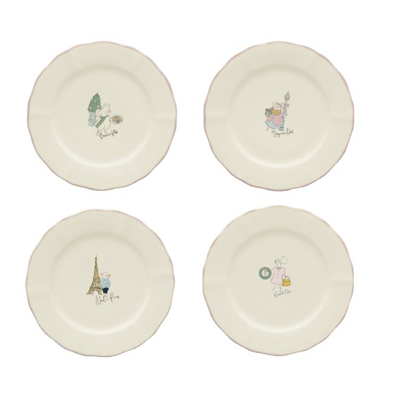 Holiday Time MDN Lot de 4 assiettes à apéritif à motifs variés