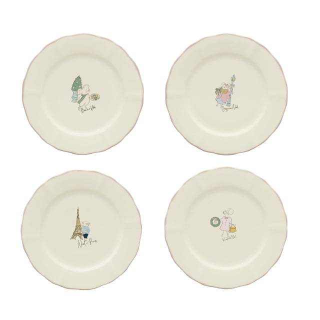 Holiday Time Maison De Noel 4 Pack Appetizer Plates with Mixed Icon