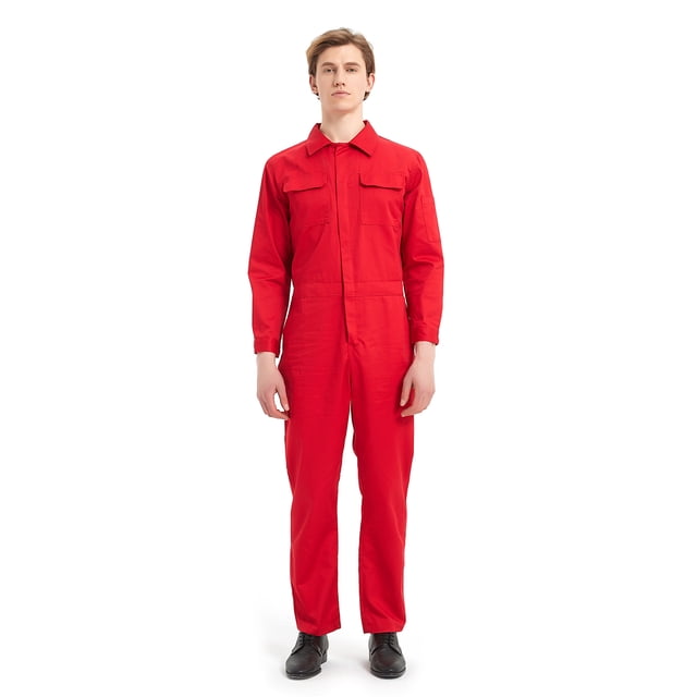 TOPTIE Combinaison en Sergé à Manches Longues à Fermeture Éclair Frontale pour Hommes 8,5 oz - Rouge - m Régulier