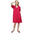 thumbnail image 4 of Bimba Chemise de Nuit pour Femmes Rose Fuchsia à Col Cranté Boutonnée avec Poches-10, 4 of 5