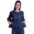 thumbnail image 1 of Moomaya T-Shirt à Col Rond pour Femmes à Manches Évasées, Haut Court en Coton Imprimé, Haut Décontracté, 1 of 4